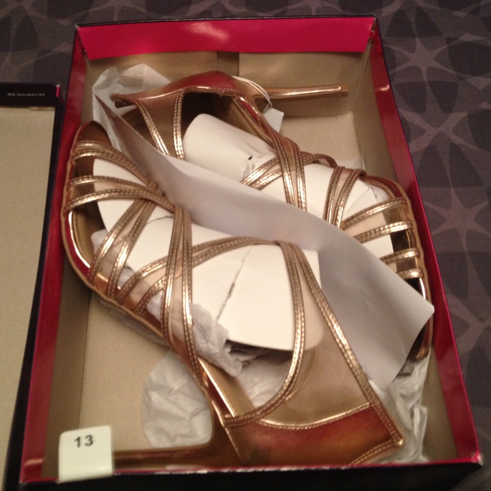 Fioni Cindi High Heel Sandals Rose Gold NIB w tags